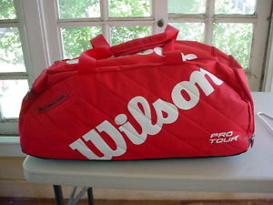Wilson K Factor Pro Tour Tennis Bag 6 to 10 Rackets Moisture Thermal Guard Red