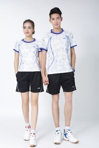 Li-Ning men & women Tops table tennis badminton clothing Set T-shirt+shorts