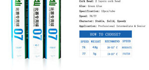 12pcs/tube FANGCAN High Quality Tournament Shuttlecock White Goose Feather Speed