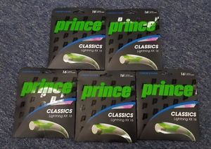 5 Sets Prince Lightning XX Pink 16 Gauge 1.30mm Tennis String NEW