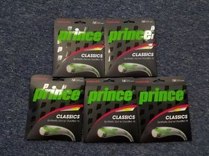 5 Sets Prince Synthetic Gut With Duraflex 16 Gauge 1.30mm Tennis String Yellow