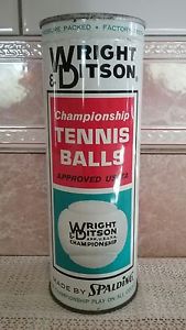 Vintage WRIGHT & DITSON Championship TENNIS BALLS in UNOPENED Key Wind CAN