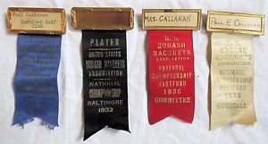 US Squash Racquet Association National Championship Player Ribbon 1931/2 Old Vtg