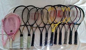 Lot of 12 modern Graphite​ etc. Tennis Racquets - Rackets Prince, Wilson & More