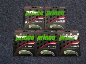 5 Sets Prince Synthetic Gut With Duraflex 17 Gauge 1.25mm Tennis String White