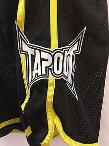 TAPOUT Shorts L Mesh Lined Black Yellow Neon Athletic Fight Work Out