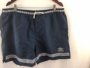 VTG UMBRO Soccer Shorts XL Navy Blue White Athletic Running Gym Work Out