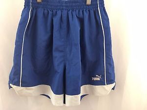 PUMA Soccer Shorts L Blue White Athletic Running Gym Work Out