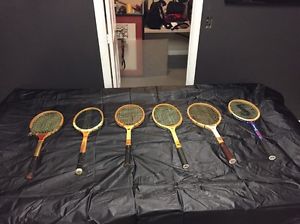 6 vintage wooden tennis rackets