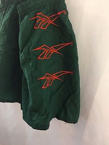 VTG Reebok Shorts L Green Athletic Running Lightweight Work Out Swim Suit