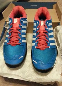 New K-Swiss Hypercourt Express Tennis Shoes Size 10.5, Methyl Blue/Fiery Red