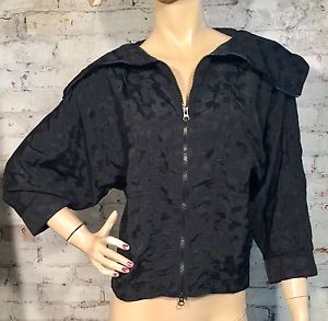 ADIDAS STELLA MCCARTNEY STU CU JACKET XS ZIP UP COAT JACQUARD 3/4 SLEEVE BLACK