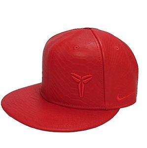 NEW NIKE KOBE QT S+ KRM EXT 728504 600 RED LEATHER SNAKESKIN AJUSTABLE HAT