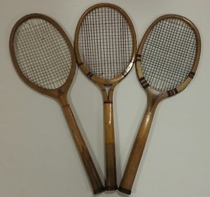 3 VINTAGE 1920's WOOD TENNIS RACKETS