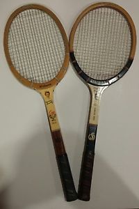 2 Vintage Photo Wooden Tennis Racquets