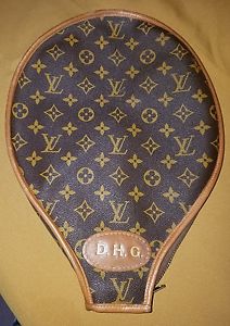 Authentic Louis Vuitton Tennis Racket Case Cover Monogrammed Canvas Leather NICE