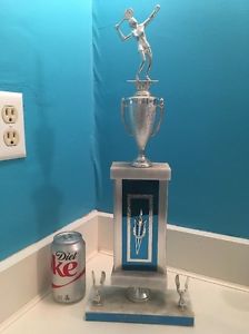 Vintage Retro Tennis Trophy 1980 High School MVP Metal Topper Tall Large