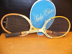 Vintage Lady Elite Tad Davis Tennis Racket with Cover and 2nd racket