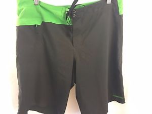 PATAGONIA Board Shorts 35 Houdini Stretch Long Surf Board Swim Green Black