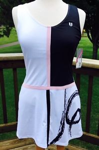 Venus Williams Eleven Tournament Tennis Dress Pink White Color Block Poly M NWT