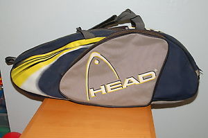 Vintage Head Tennis Bag 3 Compartment Over the Shoulder Blue Yellow Gray White