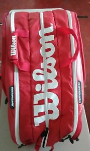 Wilson Tour Tennis Racquet Bag (red/red/white lettering) 6-9 Racquets