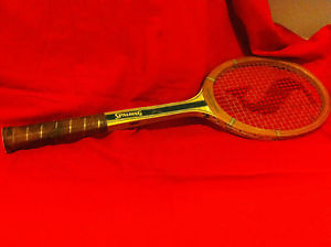 Used Tennis Racket All White Ashbow Wood Spalding Pancho Gonzales Autograph