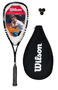 Wilson Hyper Hammer Carbone 120 PH Noir Raquette De Squash + Balles De 3 Squash