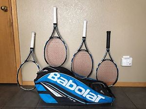 4 Babolat Pure Drive GT racquets and Bag