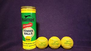 VINTAGE YELLOW SAZENGER TENNIS BALLS WITH STEEL CAN OPENED