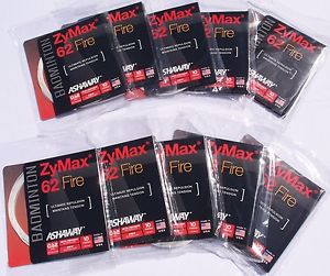 10 Pack Set of Ashaway ZyMax 62 Fire White Badminton String 10m / 33ft US Dealer