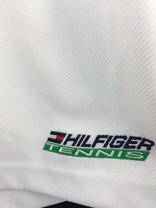 Vtg Tommy Hilfiger Mens Tennis Shorts L Large White Athletic Polyester Textured