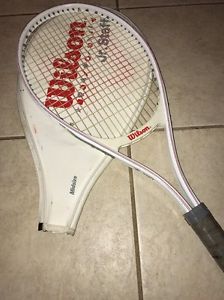 Vintage Wilson Jr Staff Tennis Racquet Youth White 4 Cover Midsize