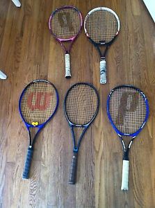 5 Tennis Racquet lot racket used Wilson Prince Wimbledon Pro Kennex enforcer