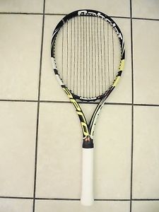 ' BABOLAT AEROPRO DRIVE+  CORTEX 100 TENNIS RACQUET w/ HYBRID STRINGS 4 3/8"