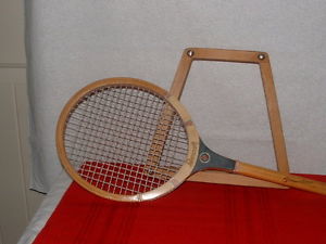 ANTIQUE SQUASH BADMINTON RACKET HOLDER & BANCROFT  RAQUEL,