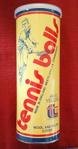 Vintage Trio Sports 48-12 yellow 3 pack tennis balls in can.