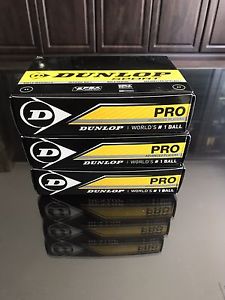 Brand New Dunlop Pro Squash Balls 3 Dozen