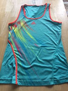 Women's Adidas Tank Top Shirt Large, Dri-Fit Teal, Orange And Yellow