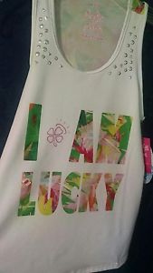 Girl's Lucky In Love White/Floral Tank Size M (10-12) Embellished