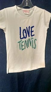 LITTLE MISS TENNIS Girls White With Sequin Embellisments Top Size M(10-12) NWTS