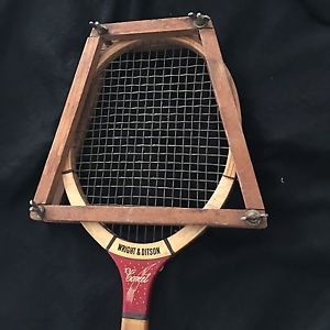 Vintage "Wright and Ditson" comet tennis rackets with wooden cover