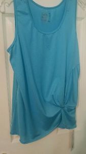 LUCKY IN LOVE WOMEN'S PINHOLE MESH W/TWIST TANK-SIZE S-COLOR OCEAN NEW WITH TAGS