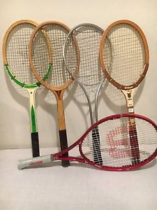 Tennis Rackets Lot Set Of 5 New And Pre Owned Wilson Spaulding Slazenger (sw)