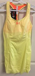 Under Armour Heat Gear Tennis Sport Dress Built In Sports Bra Small Yellow