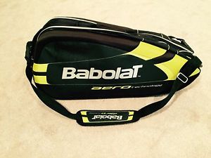 BABOLAT AERO TECHNOLOGY 6-PACK TEAM TENNIS RACQUET BAG,BLACK/YELLOW,EXCELLENT CO