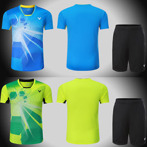 2017 victor men's Tops table tennis clothing Badminton Set T-shirt+shorts