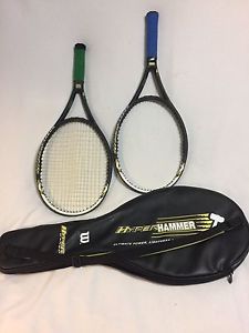 TWO Wilson Hyper Hammer 5.3 Tennis Racquets Grip 4 1/2 With Bag