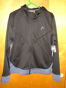 New HEAD Mens Long Sleeve Black Athletic Zipper Shirt Hoodie Medium