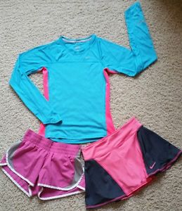 Lot of 3 Women's XS/Girl's L Nike Dri-Fit/Miler Skirt/Skort/Shorts & Shirt